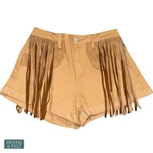 NEW Saints & Hearts Fringe Shorts Western Rodeo‎ Festival High Rise Boho Cowgirl